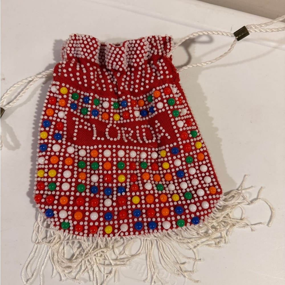 Colorful Beaded Drawstring Bag